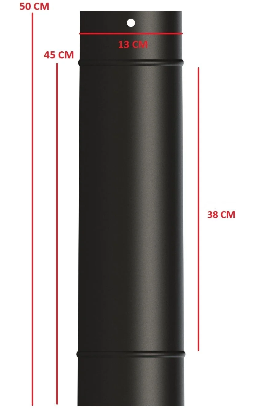 50 LİK SOBA BORUSU / BOY: 45 CM / ÇAP: 13 CM / MAT SİYAH EMAYE