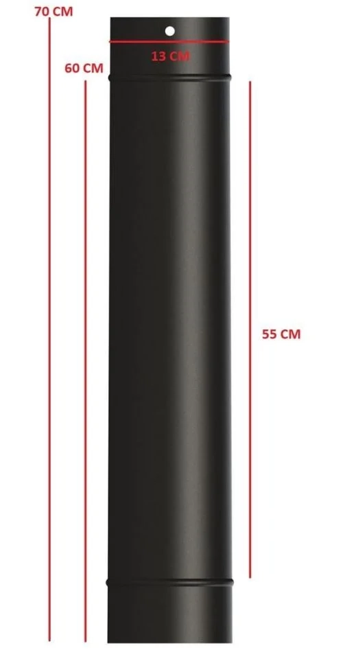 70 LİK SOBA BORUSU / BOY: 60 CM / ÇAP: 13 CM / MAT SİYAH EMAYE